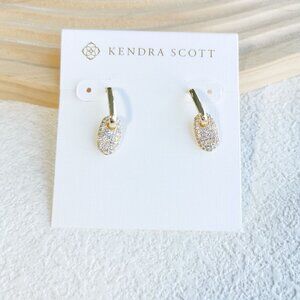 NEW Kendra Scott Bailey Gold White CZ Pave Huggie Earrings Authentic